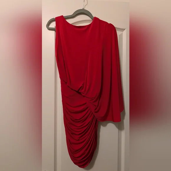 NWT BCBGMAXAZRIA VENUS Elegant Scarlet One-Shoulder Cocktail Dress - Picture 6 of 8